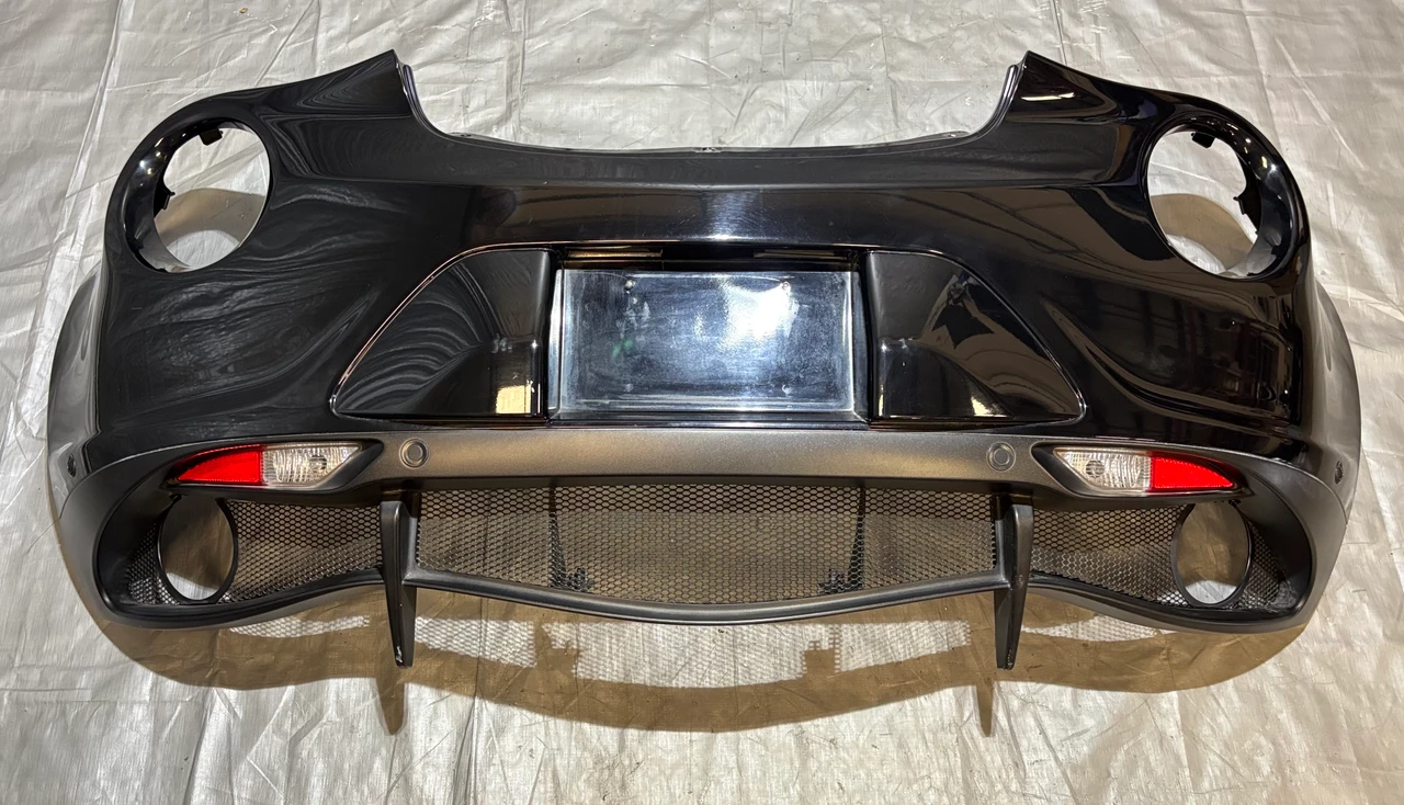 2016-2020 Alfa Romeo 4C OEM Rear Bumper Cover Fascia w/ Grilles / PDC / Black AR401