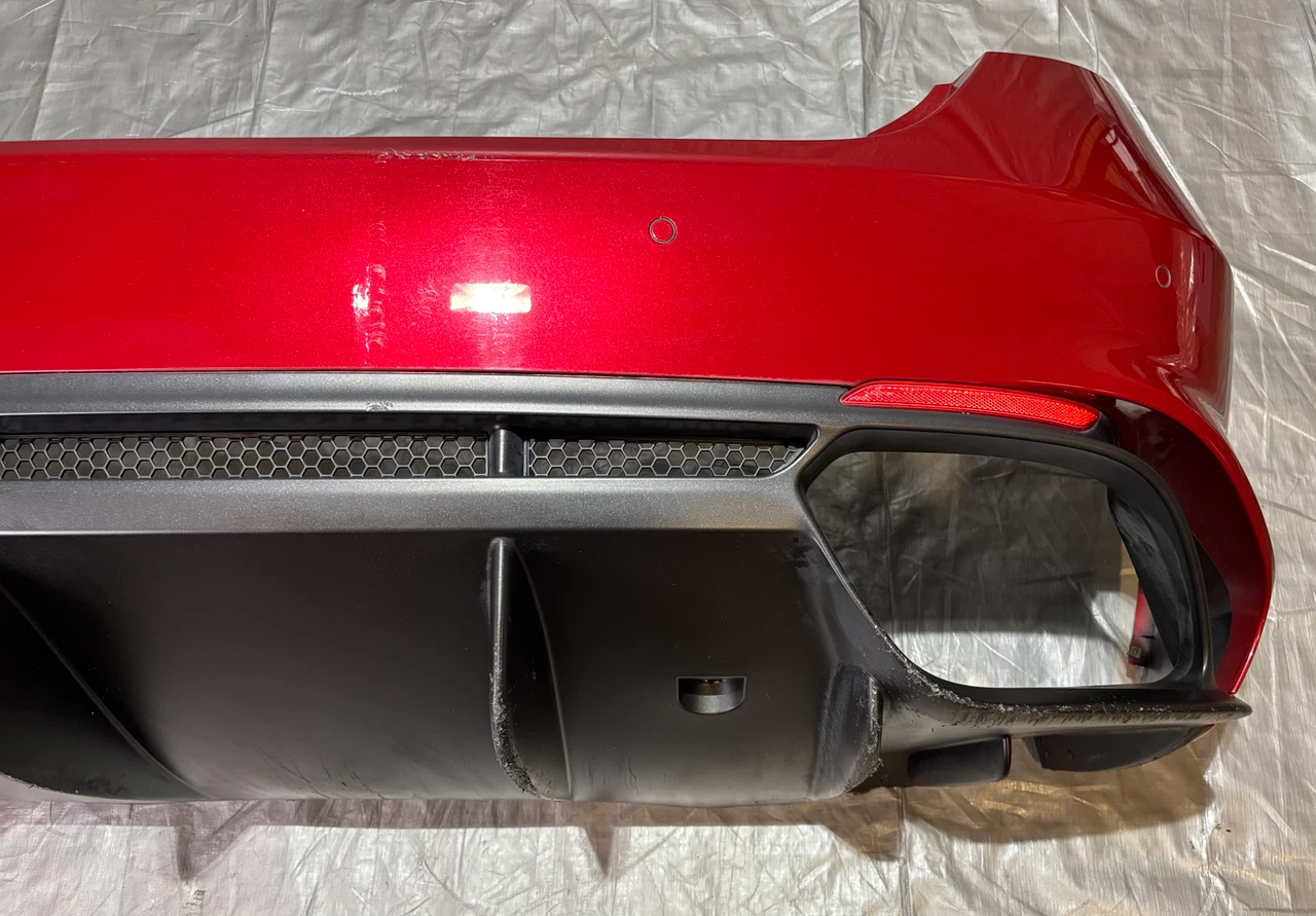 2017-2021 Alfa Romeo Giulia Quadrifoglio OEM Rear Bumper Cover w/ Diffuser / Rosso Competizione AG007 - Image 4