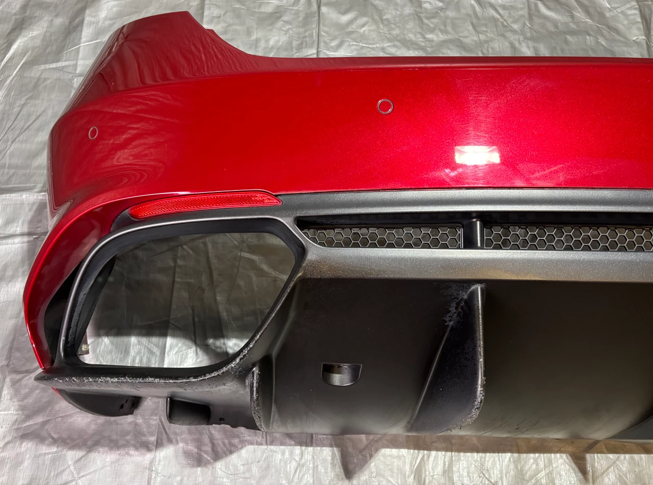 2017-2021 Alfa Romeo Giulia Quadrifoglio OEM Rear Bumper Cover w/ Diffuser / Rosso Competizione AG007 - Image 3