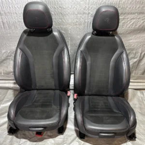 2017-2022 Alfa Romeo Giulia Quadrifoglio Black Leather / Suede Front Seats w/ Red Stitching / AG007